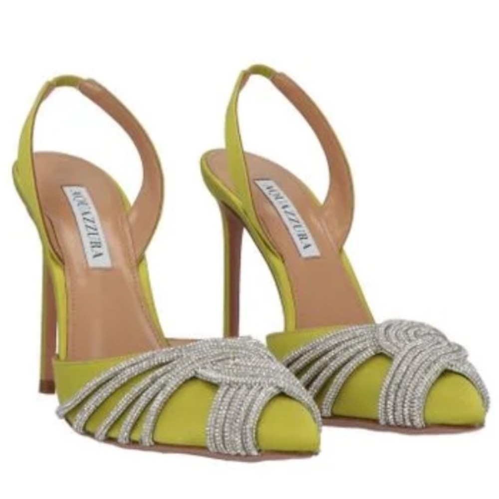 Aquazzura Lime Heels with Silver Accents